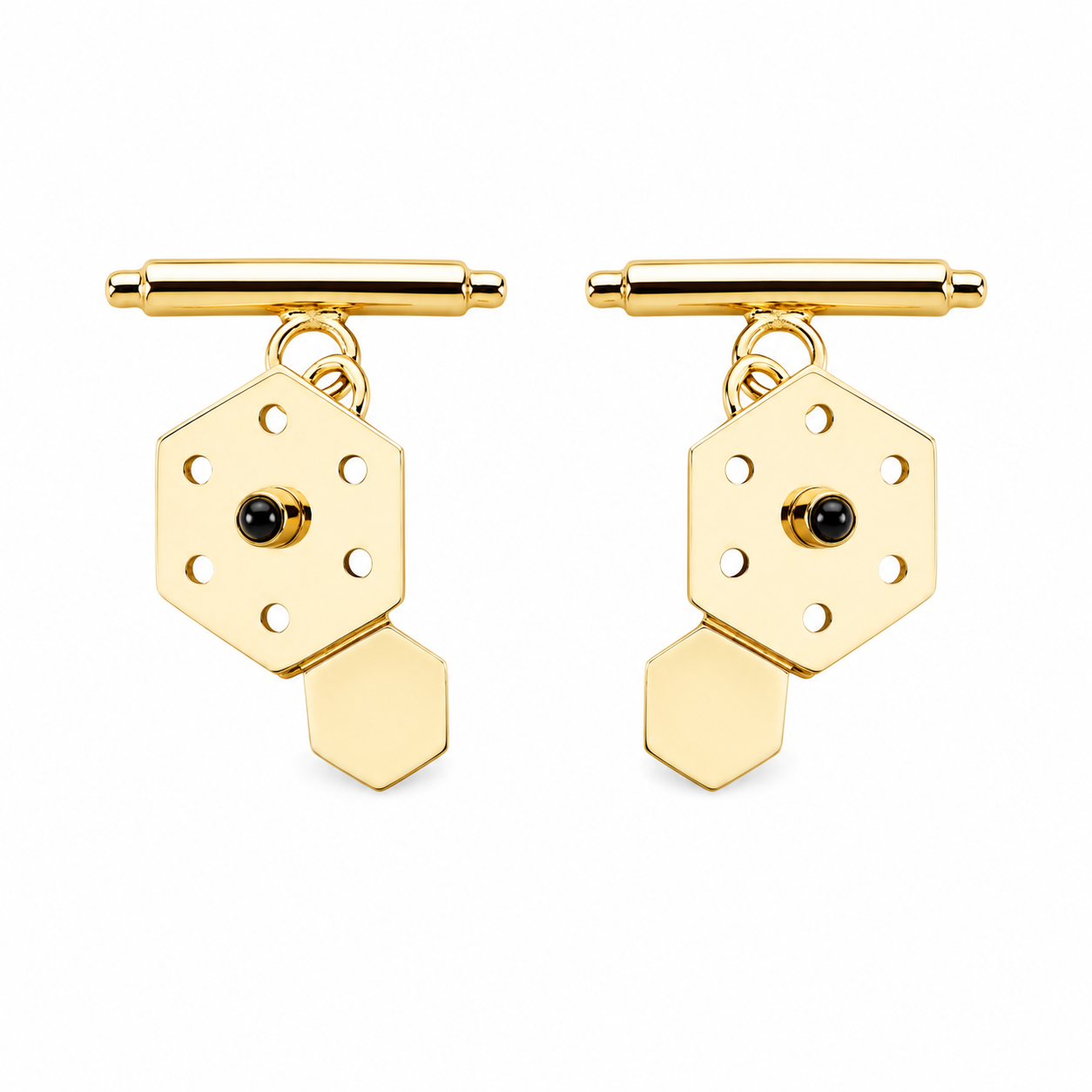 Sapphire Honeycomb Cell Cufflinks - 18K Gold with Blue Sapphire