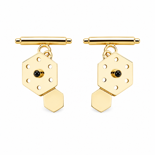 Sapphire Honeycomb Cell Cufflinks - 18K Gold with Blue Sapphire