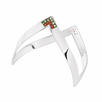 Harvest Edge - Sterling Silver Cuff with Orange & Green Sapphires by Bed of Stones Jewelry
