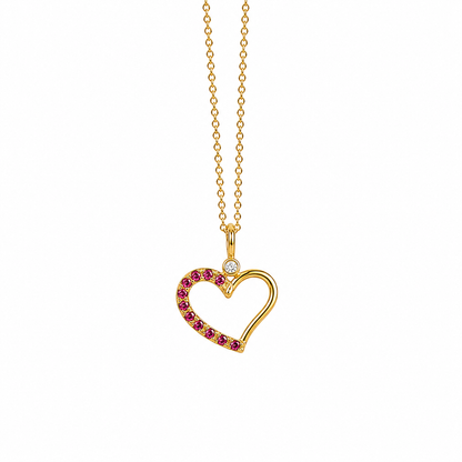 Rosé Heart - 18K Gold Pendant with Pink Sapphire & Diamond by Bed of Stones Jewelry

