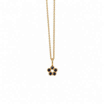 Rosette Charm - 18K Gold Pendant with Blue Sapphire by Bed of Stones Jewelry
