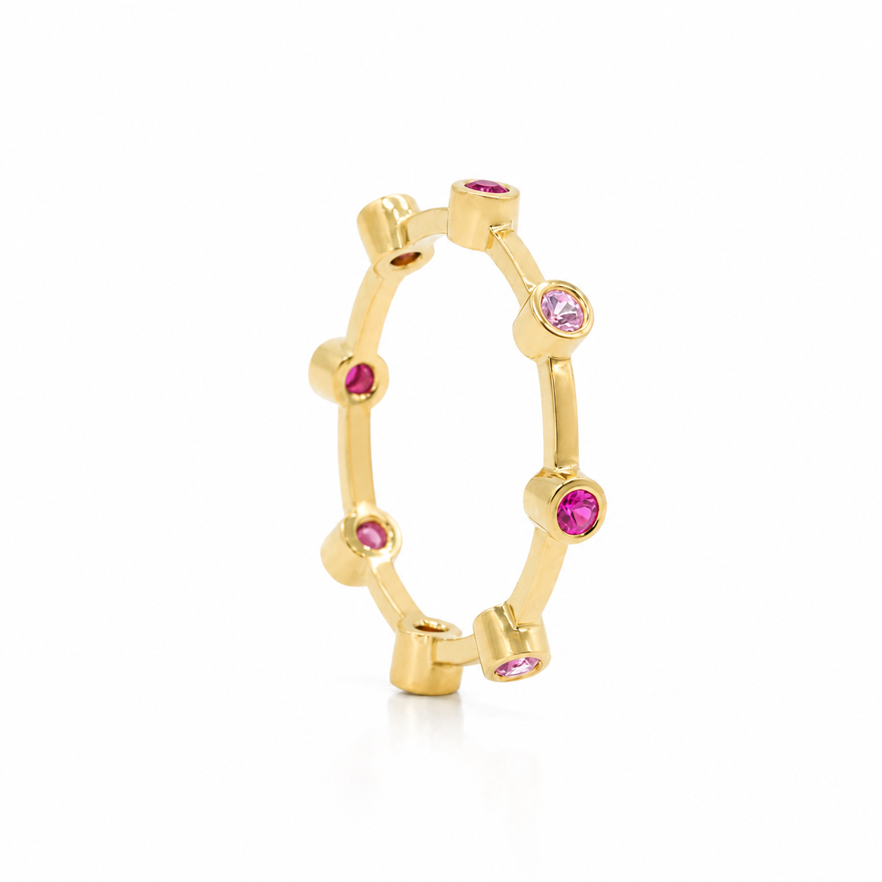 Rosé Glint - 18K Gold Ring with Pink Sapphires by Bed of Stones Jewelry
