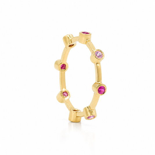 Rosé Glint - 18K Gold Ring with Pink Sapphires by Bed of Stones Jewelry
