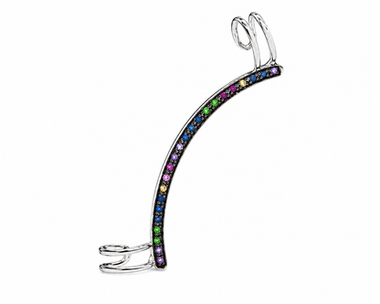 Radiant Curve Ear Cuff - Sterling Silver with Multicolour Gemstones by Bed of Stones Jewelry

