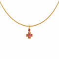 Pavé Gem Cross - 18K Gold Cross Pendant with Rubies