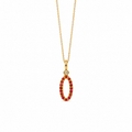 Crimson Oval Drop - 18K Gold Pendant with Rubies & White Diamonds