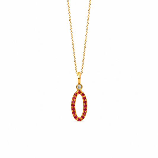 Crimson Oval Drop - 18K Gold Pendant with Rubies & White Diamonds by Bed of Stones Jewelry
