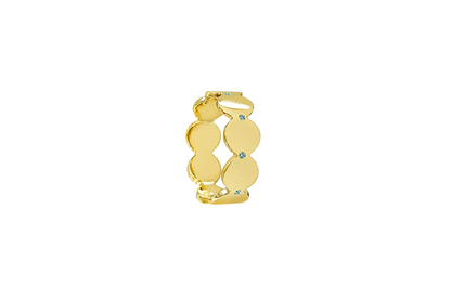 Azure Rhythm Band - Sterling Silver & 18K Gold Plated with Blue Topaz by Bed of Stones Jewelry
