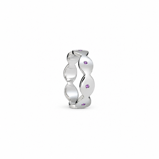 Dune Glint Band - Sterling Silver with Amethysts by Bed of Stones Jewelry
