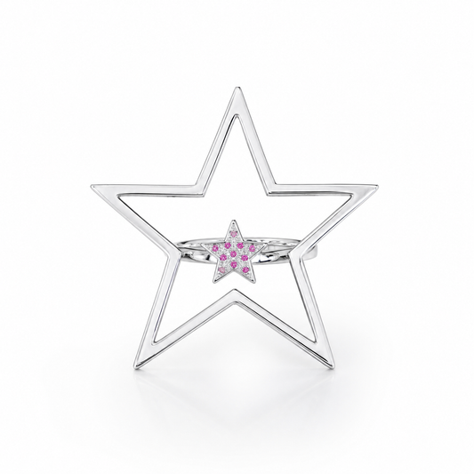 Twinkle Pulse - Sterling Silver (925) Ring with Pink Sapphires