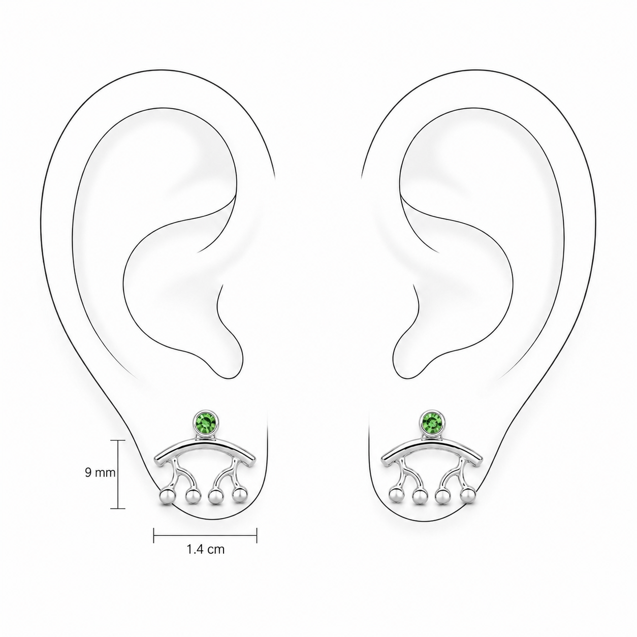 Tsavorite Droplets Earrings - Sterling Silver with Tsavorite by Bed of Stones Jewelry