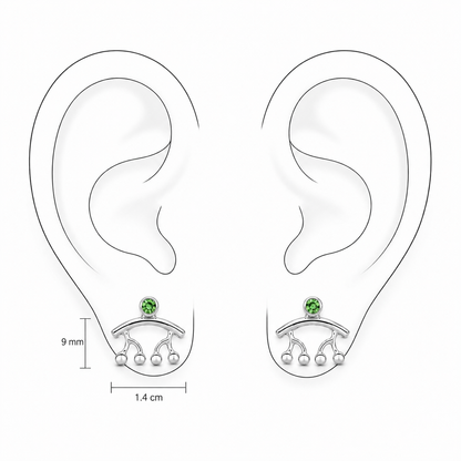 Tsavorite Droplets Earrings - Sterling Silver with Tsavorite by Bed of Stones Jewelry