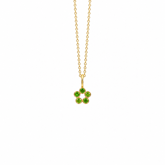 Rosette Charm - 18K Gold Pendant with Tsavorite