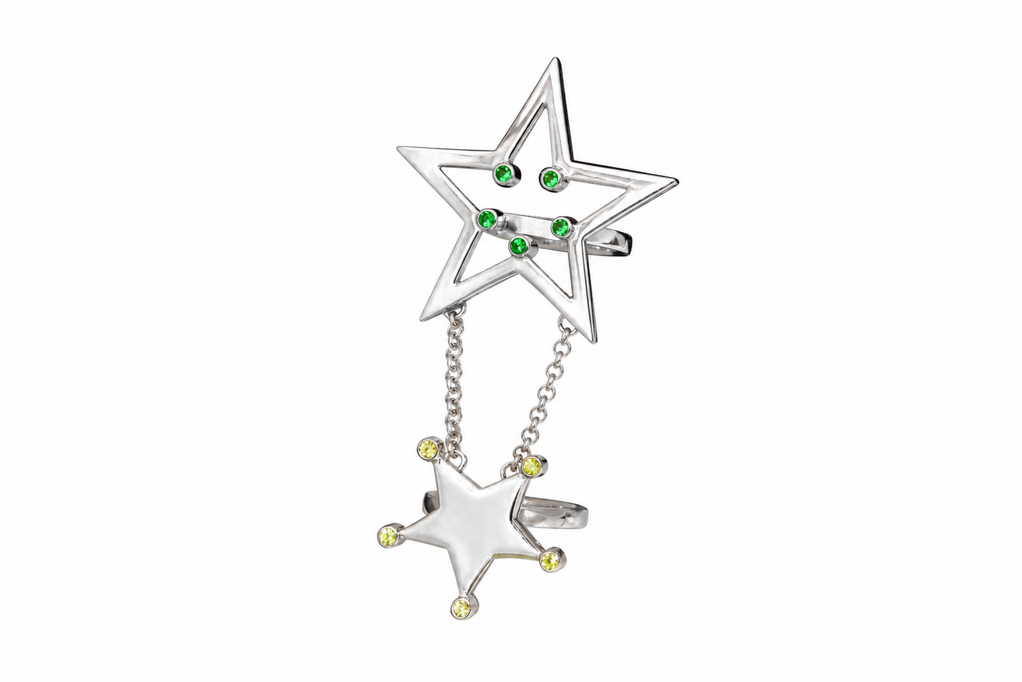 Starfall Duo - Sterling Silver (925) Ring with Tsavorite & Yellow Sapphires by Bed of Stones Jewelry
