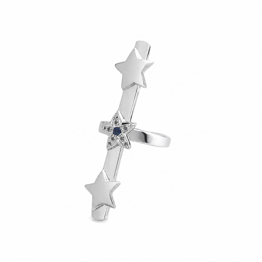 Stellar Audience Ring - Sterling Silver with Blue Sapphire by Bed of Stones Jewelry
