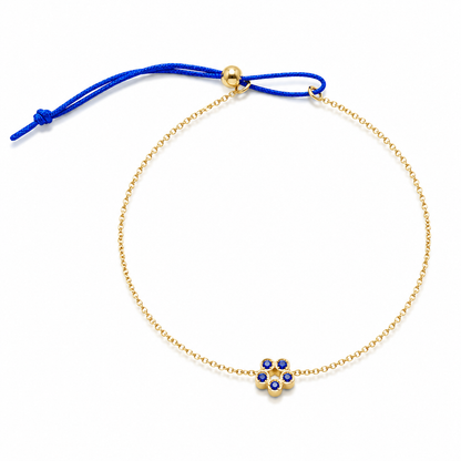 Rosette - 18K Gold Bracelet with Blue Sapphires by Bed of Stones Jewelry