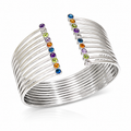 Prismatic Lines - Sterling Silver  Cuff with Semiprecious Stones