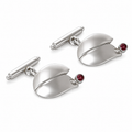 Tulip Curve - Sterling Silver Cufflinks with Tourmaline