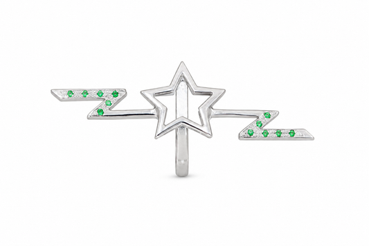 Starvolt - Sterling Silver (925) Ring with Tsavorite (Platinum Plated) by Bed of Stones Jewelry
