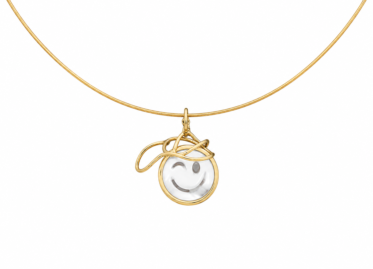 Cameo Smiley Swirl - 18K Gold Pendant with Cameo by Bed of Stones Jewelry
