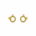 Gemlight Hoops - 18K Gold Earrings with Tsavorite & Amethyst