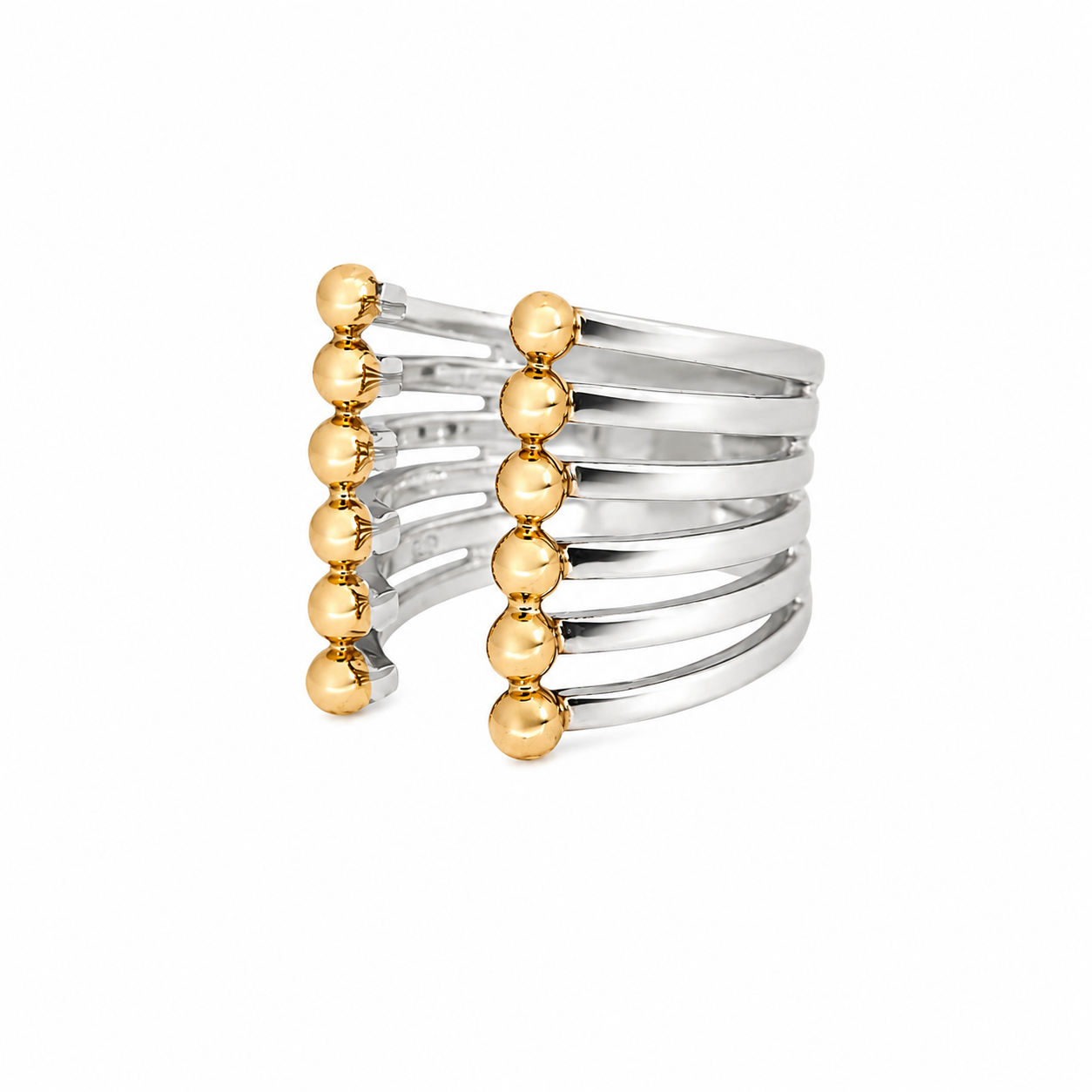 Prismatic Line Gold Sphere - Two-Tone Ring by Bed of Stones Jewelry
