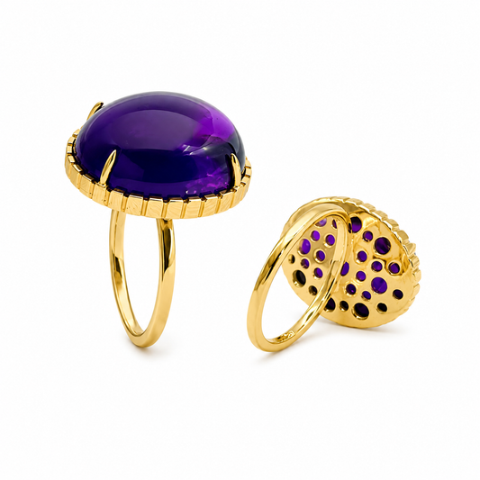 Violet Dome - 18K Gold Ring with Amethyst