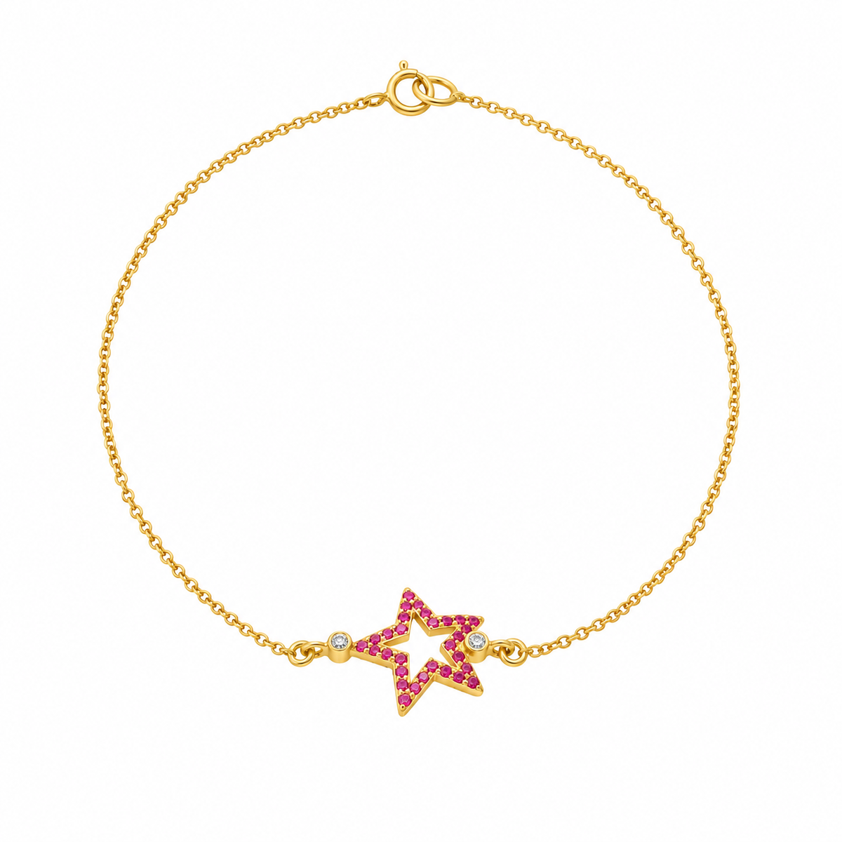 Stellar Bloom - 18K Gold Bracelet with Rubies & Diamond by Bed of Stones Jewelry