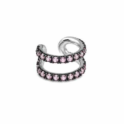 Pink Pulse - Sterling Silver (925) Ear Cuff with Pink Sapphires by Bed of Stones Jewelry
