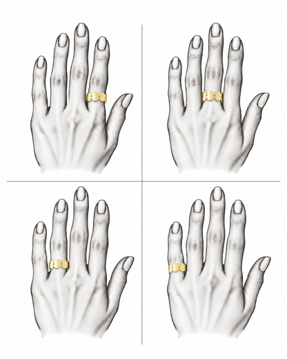 Azure Rhythm Band - Sterling Silver & 18K Gold Plated with Blue Topaz by Bed of Stones Jewelry, illustration showing ring placement
