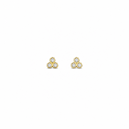 Diamond Trillium - 18K Gold Earrings with Diamonds by Bed of Stones Jewelry
