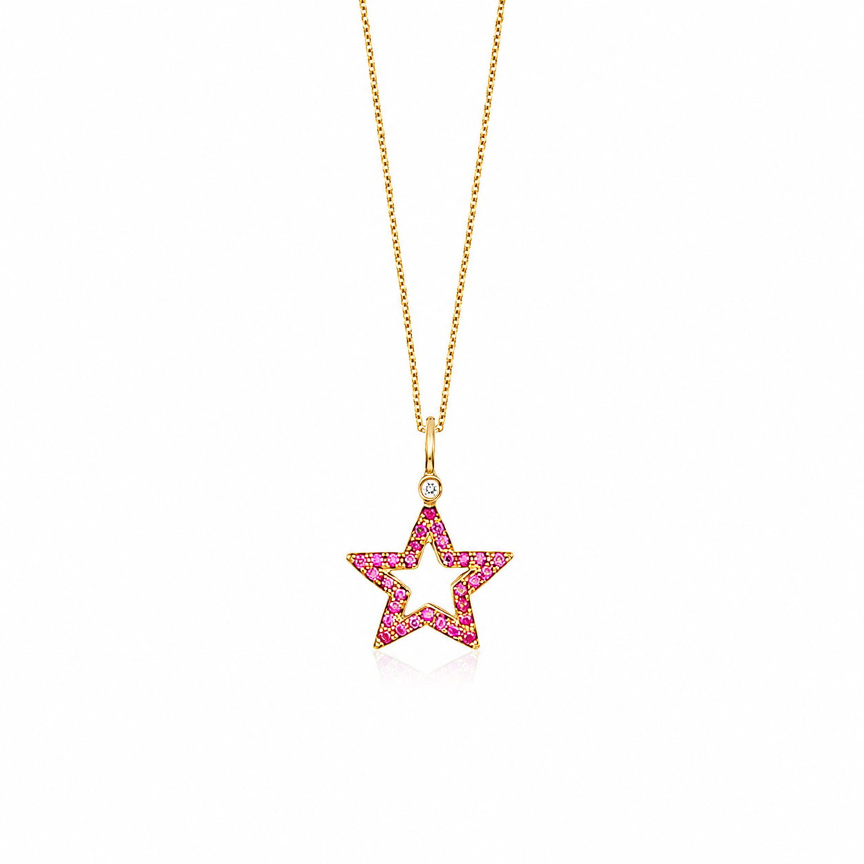 Stellar Bloom - 18K Gold Pendant with Ruby & Diamonds by Bed of Stones Jewelry
