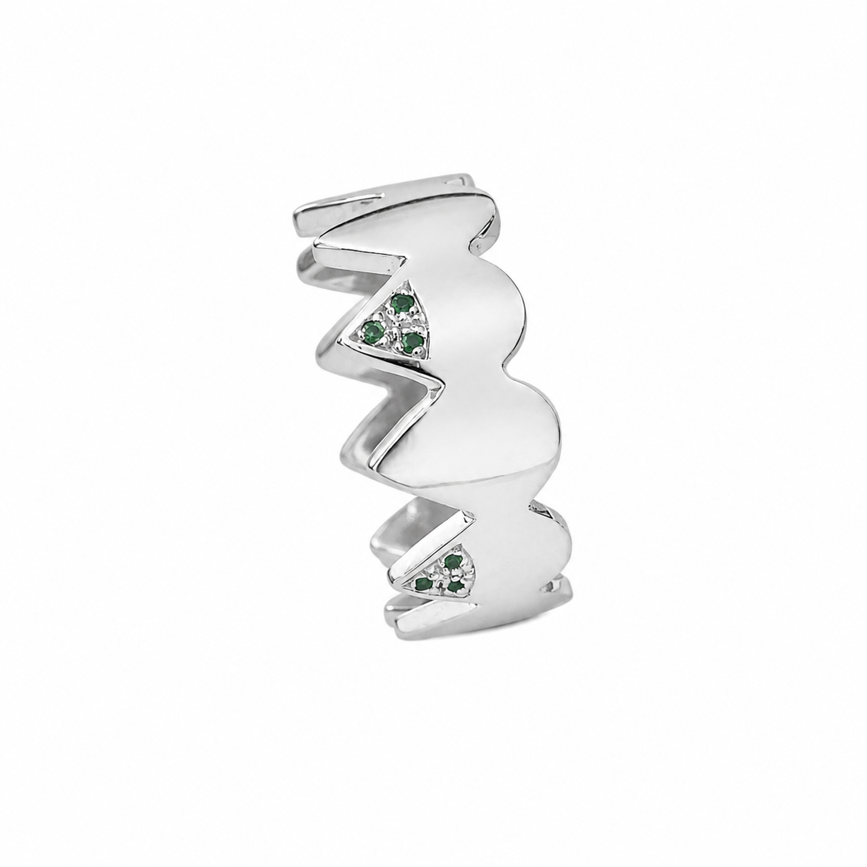 Serrated Verdure Band - Sterling Silver with Tsavorite by Bed of Stones Jewelry
