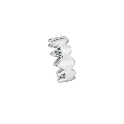 Serrated Verdure Band - Sterling Silver with Tsavorite by Bed of Stones Jewelry
