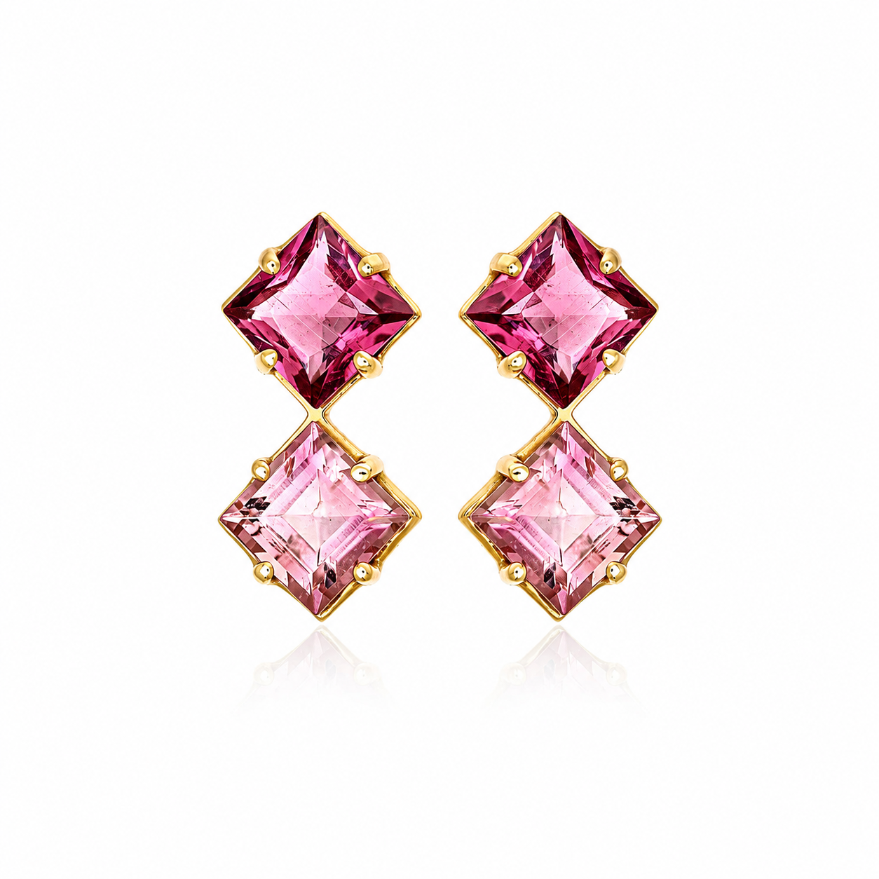 Blush Flame - 18K Gold Earrings with Pink Tourmalines by Bed of Stones Jewelry
