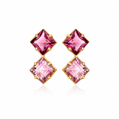 Blush Flame - 18K Gold Earrings with Pink Tourmalines by Bed of Stones Jewelry

