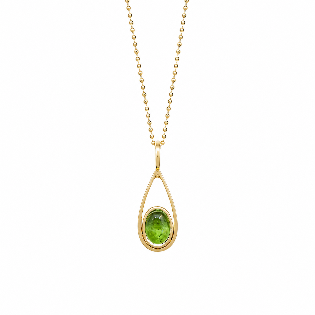 Verdant Drop - 18K Gold Pendant with Green Tourmaline by Bed of Stones Jewelry
