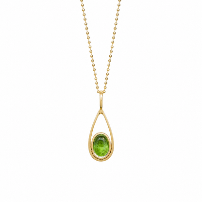 Verdant Drop - 18K Gold Pendant with Green Tourmaline by Bed of Stones Jewelry
