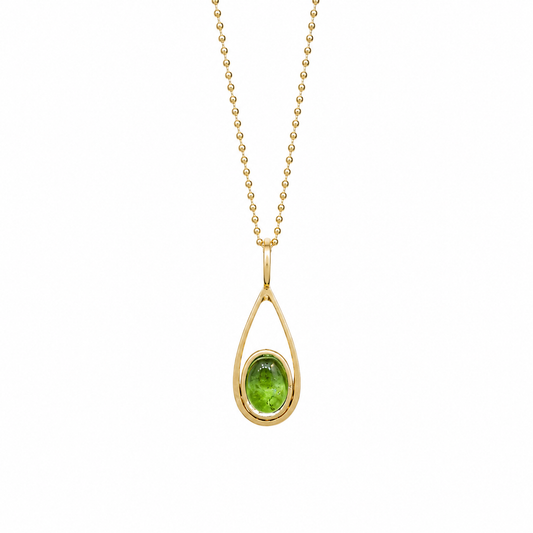 Verdant Drop - 18K Gold Pendant with Green Tourmaline