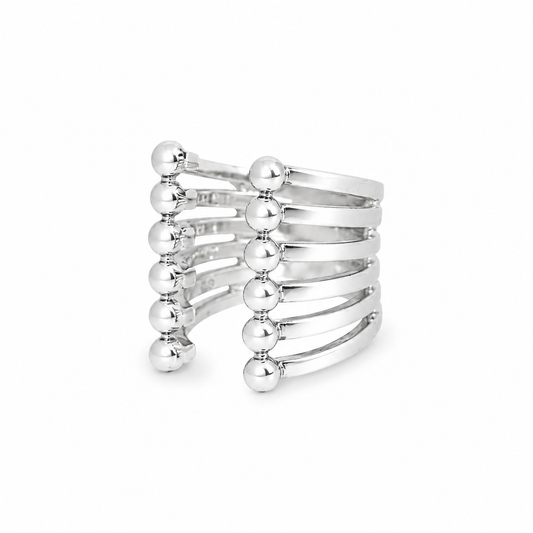Prismatic Lines Sphere Ring - Sterling Silver by Bed of Stones Jewelry

