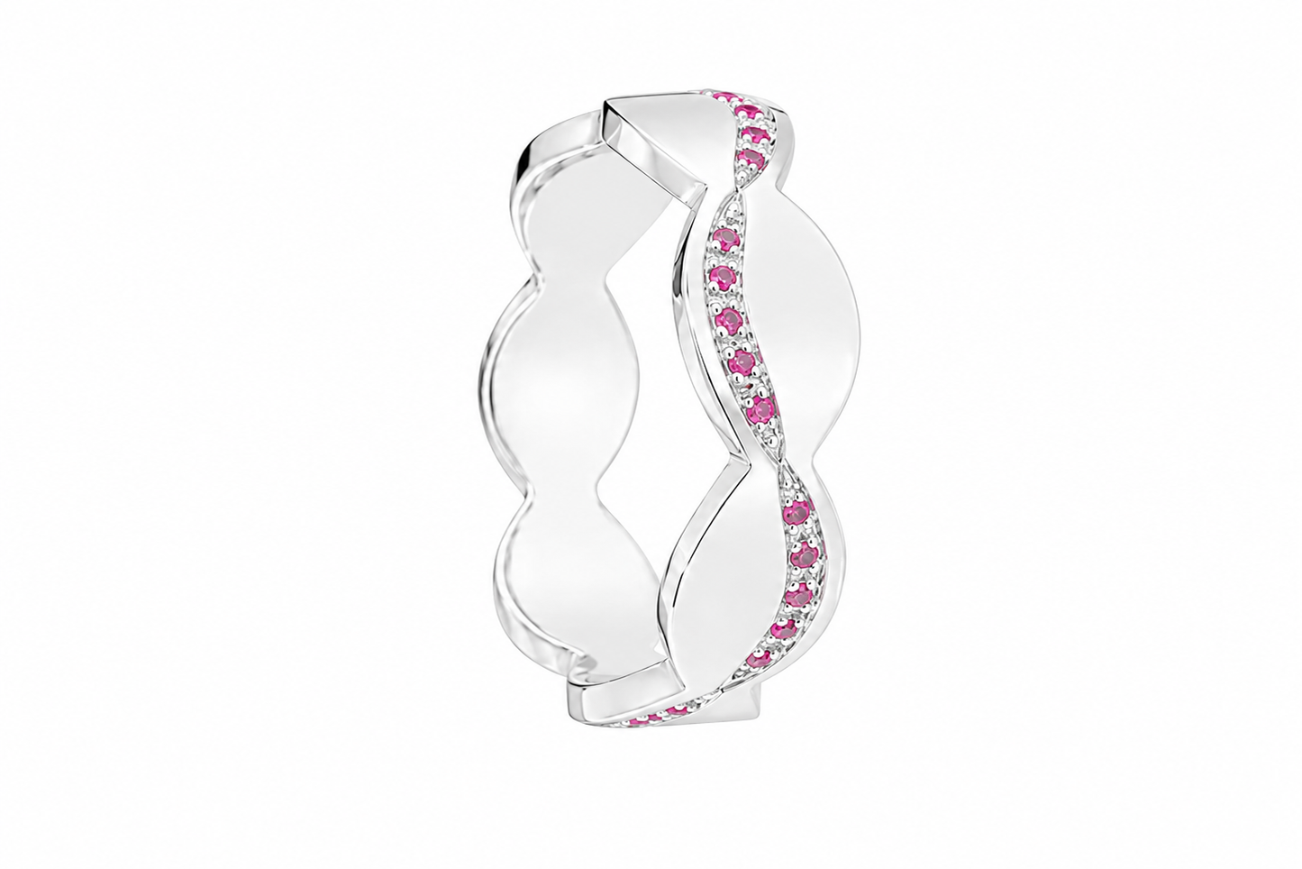 Rosé Wave Band - Sterling Silver with Pink Sapphires by Bed of Stones Jewelry
