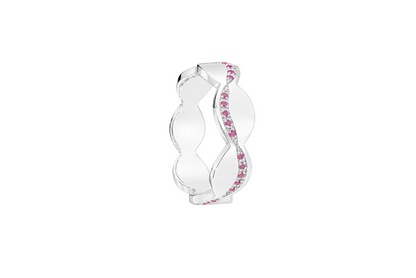 Rosé Wave Band - Sterling Silver with Pink Sapphires by Bed of Stones Jewelry
