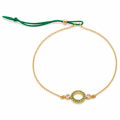 Gem Light - 18K Gold Bracelet with Tsavorites & Amethysts by Bed of Stones Jewelry