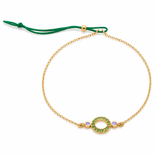 Gem Light - 18K Gold Bracelet with Tsavorites & Amethysts by Bed of Stones Jewelry