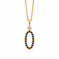 Blue Sapphire Oval Drop - 18K Gold Pendant with Blue Sapphire & Diamond