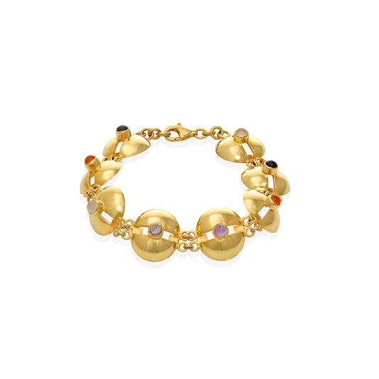 Βracelet in silver,925 gold plated & semi precious stones