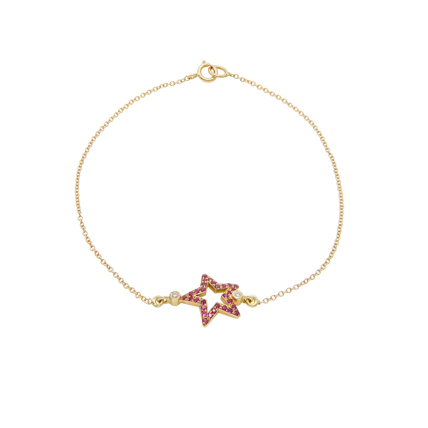 Bracelet star in 18k yellow gold & 0.24 carat rubies & 0.028 carat  diamonds