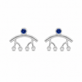 Silver Swing Stud Earrings - Sterling Silver with Blue Sapphire