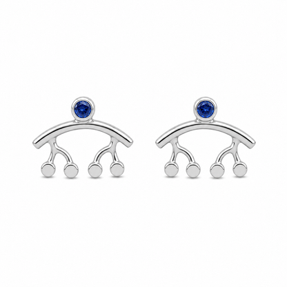 Silver Swing Stud Earrings - Sterling Silver with Blue Sapphire by Bed of Stones Jewelry
