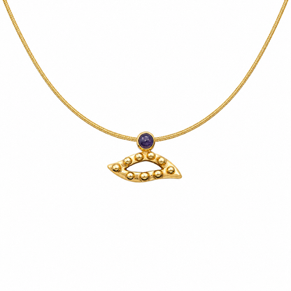Gilded Glance - 18K Gold Pendant with Iolite by Bed of Stones Jewelry
